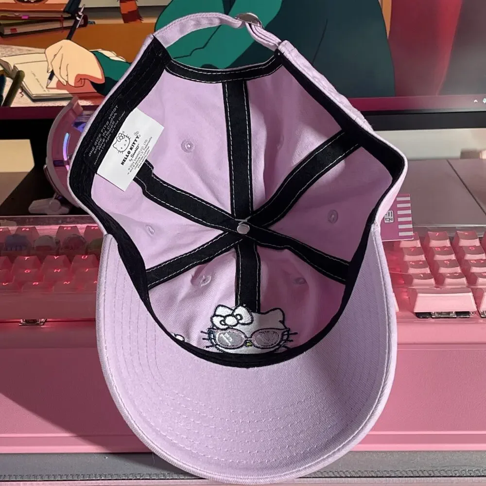 Hello Kitty Baseball Cap Pink Sunglasses Embroidered Adjustable 2024 Sanrio